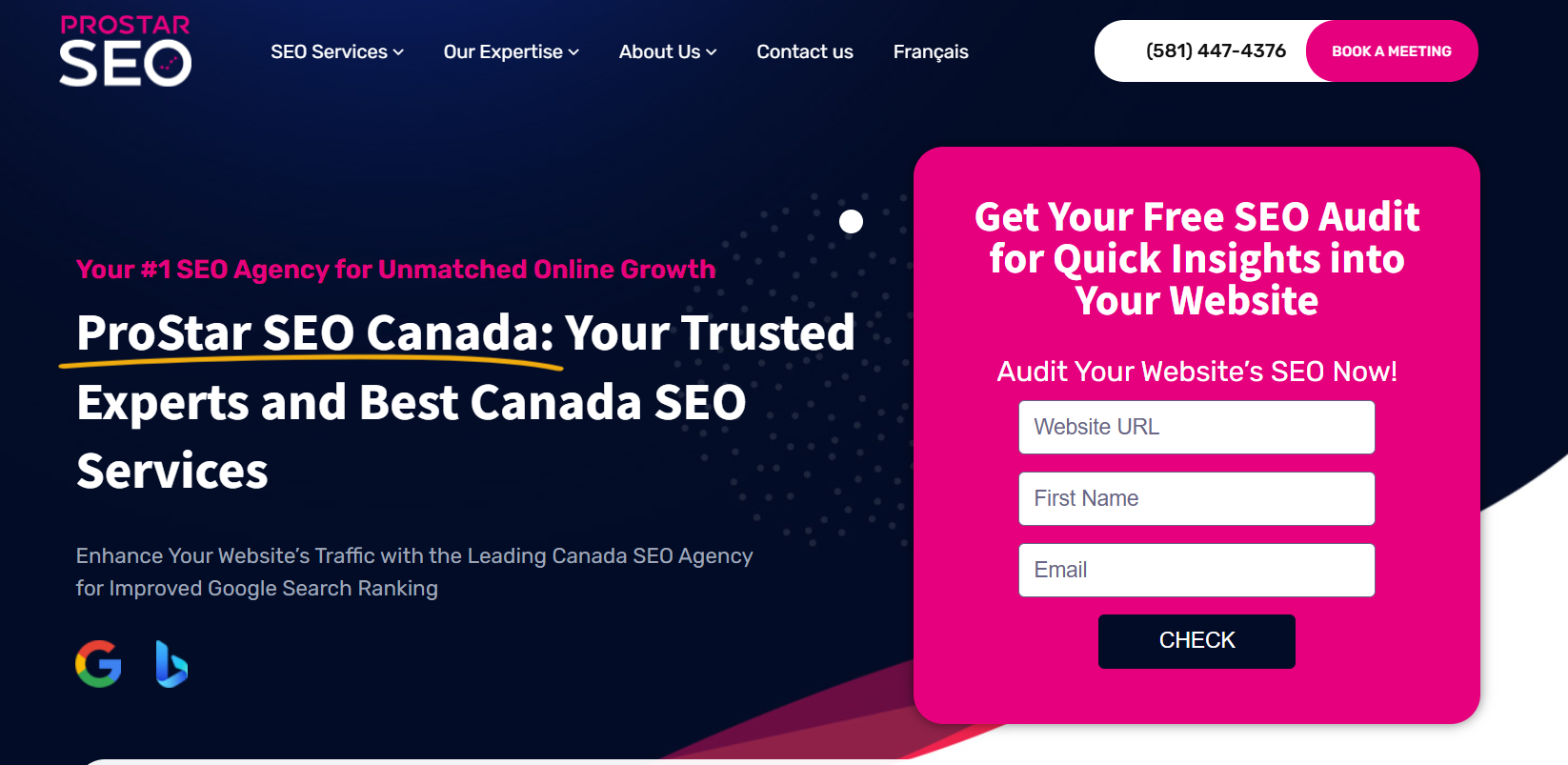 prostarseo.com website screenshot 