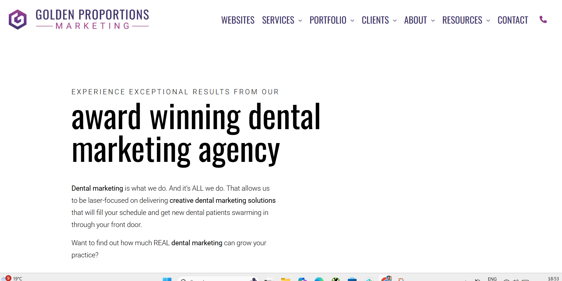 goldenproportions website screenshot