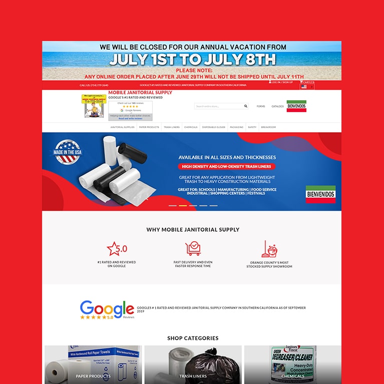 mobile-janitorial :BigCommerce Web Development for Wholesale Distribution Company